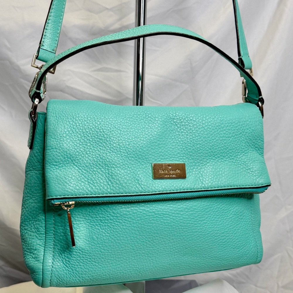 KATE SPADE Highland Place Maria Teal Green Fold-over Convertible Crossbody Bag